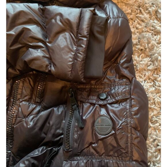 Andrew Marc Loden packable puffer DOWN Shiny Black Long Coat Jacket sz XS - Picture 8 of 10